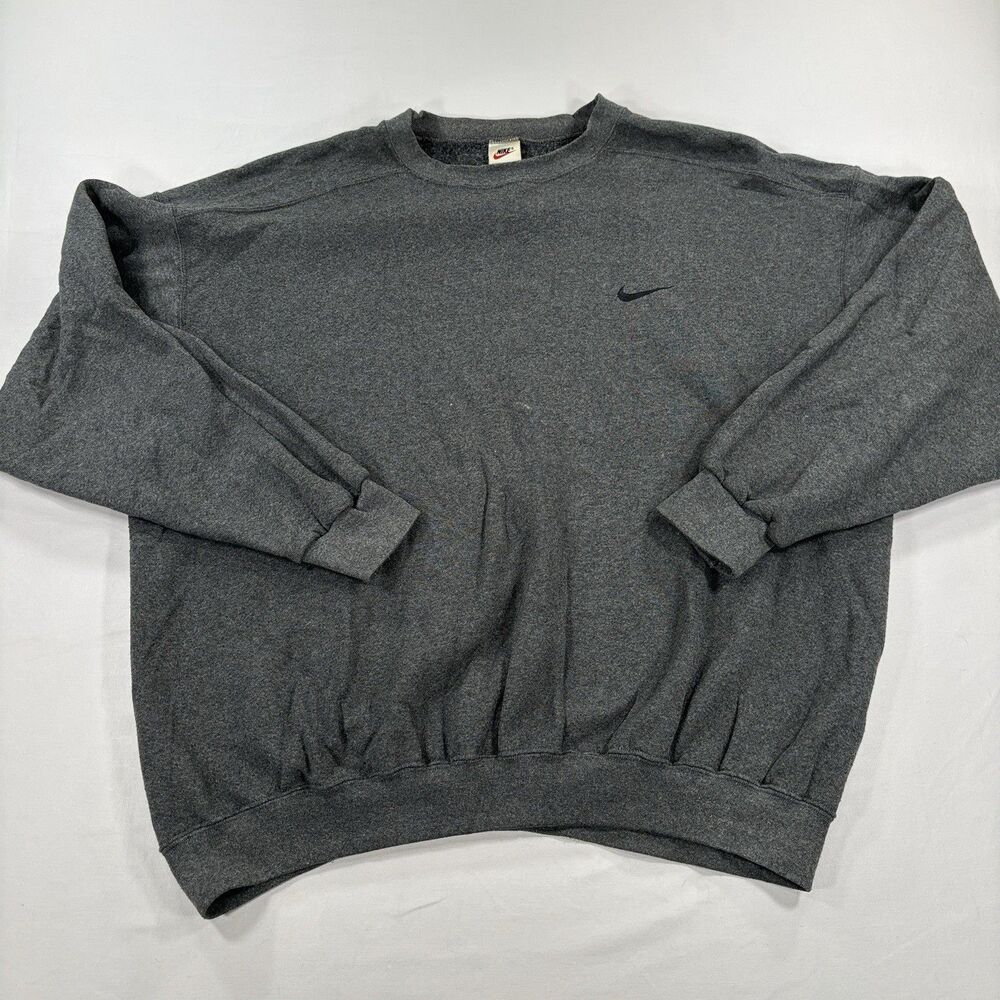 Vintage Y2K Nike Mini Swoosh Gray Pullover Crewneck Sweatshirt Men XL